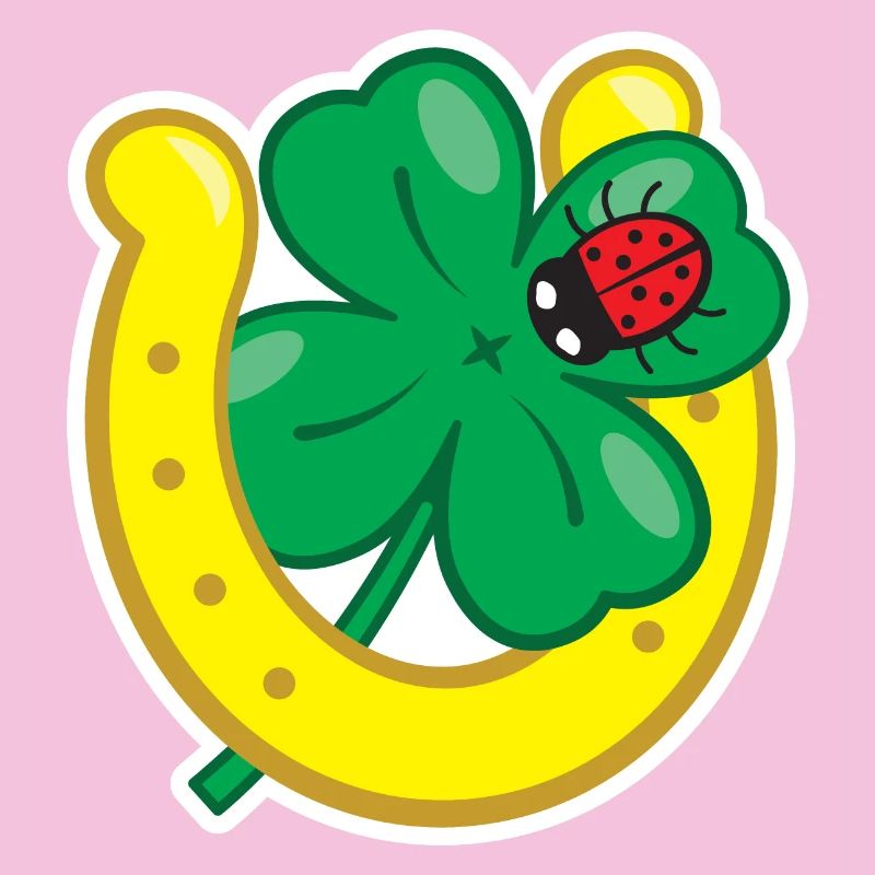 Lucky charm with cloverleaf horseshoe & ladybug