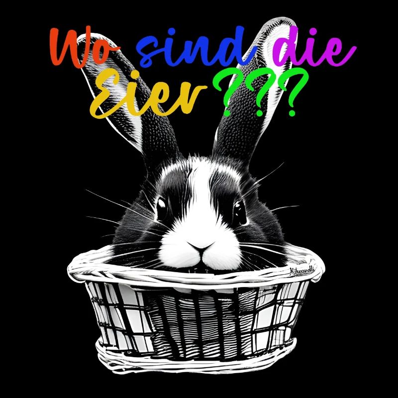 Osterdesign Hase im Korb T-Shirt mit der Frage