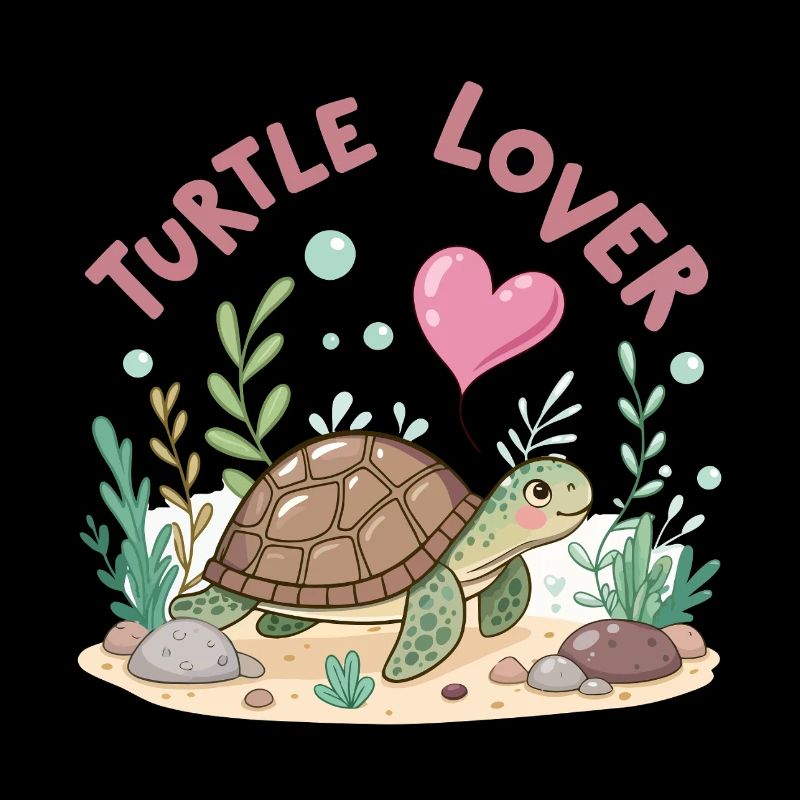 Pastel Flowered Turtle in Love