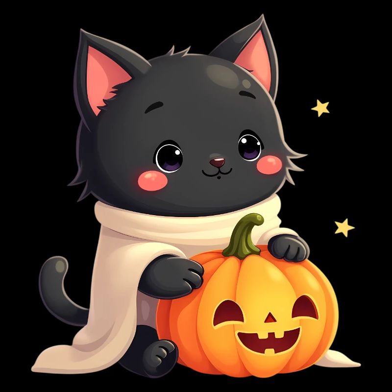 Chat d’Halloween avec citrouille d’Halloween