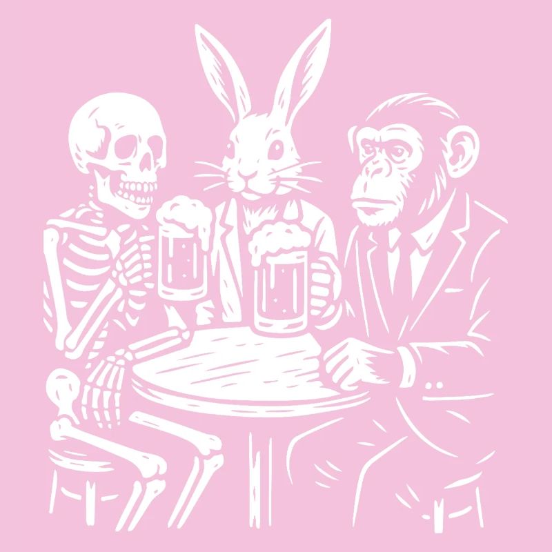 Toasting-Trio: Skelett-Hasenaffe