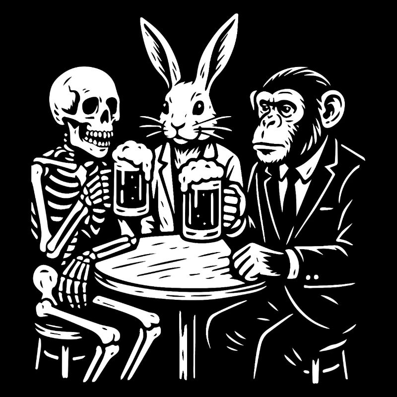 Trio Toasting : Singe Lapin Squelette
