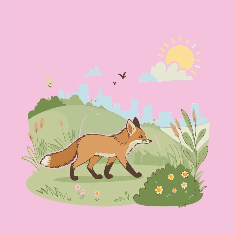 Fox in meadow in the sun