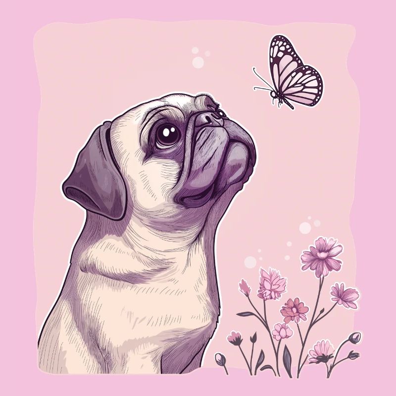 Mops mit Schmetterling