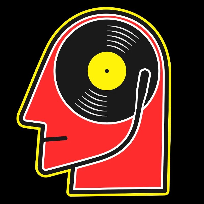 Portrait de tête de dessin animé d’album vinyle
