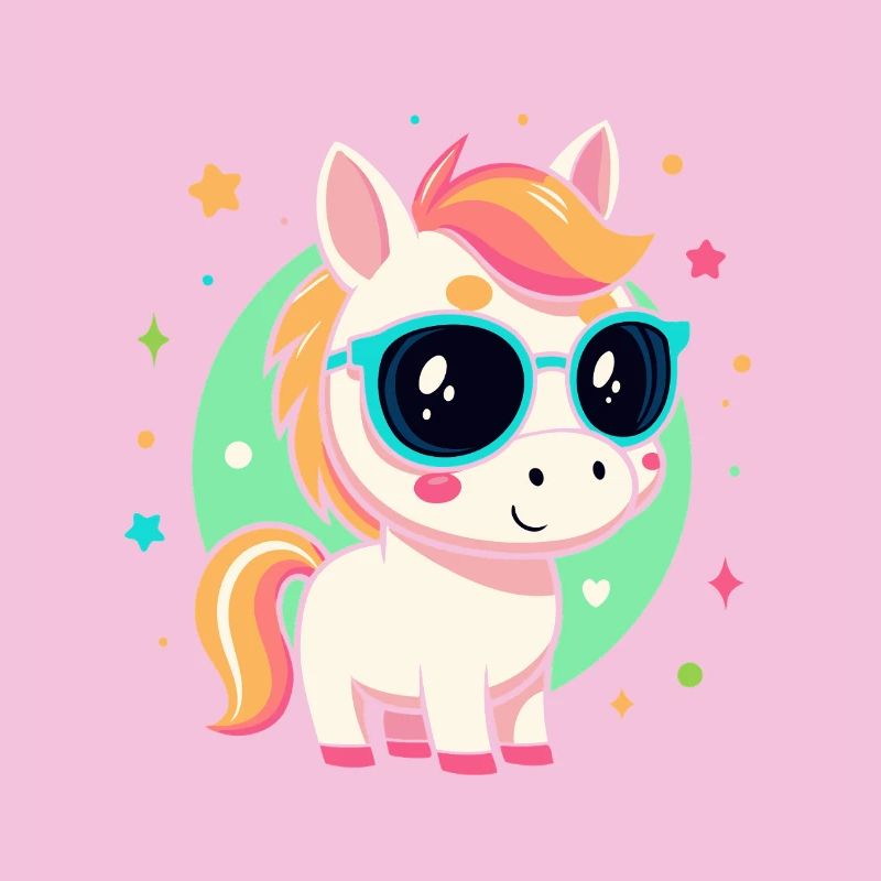 Regenbogenpony mit Brille