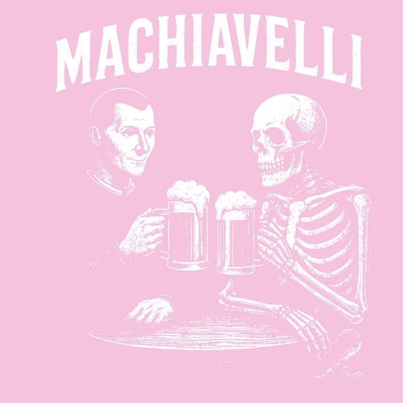 Machiavel buvant de la bière avec Skeleton