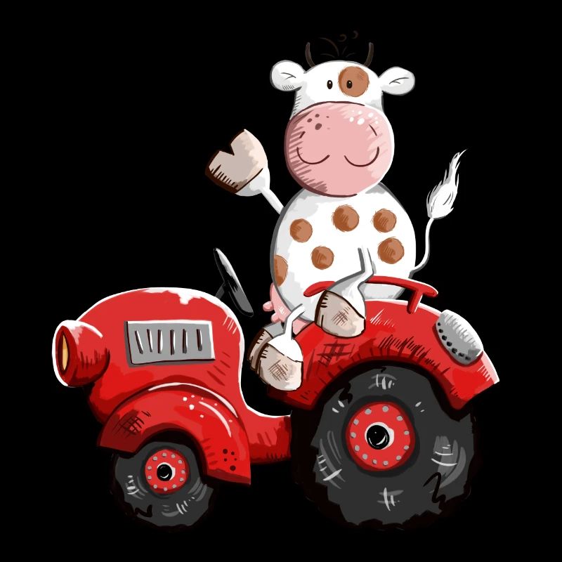 Kuh fährt Traktor