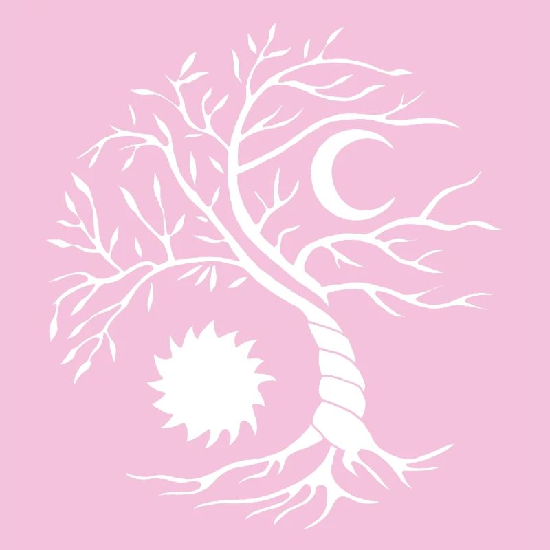 Arbre de vie blanc soleil et lune