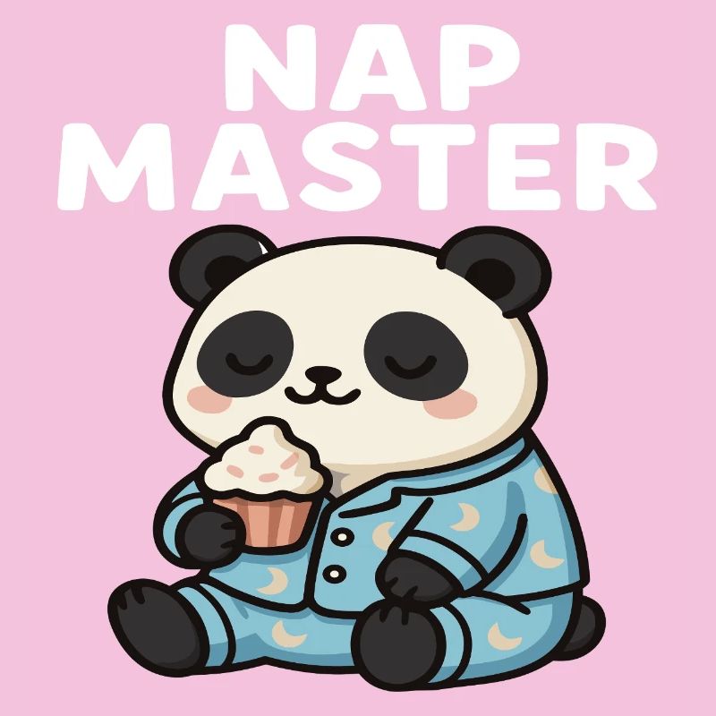 Cute panda bear in pajamas with cupcake