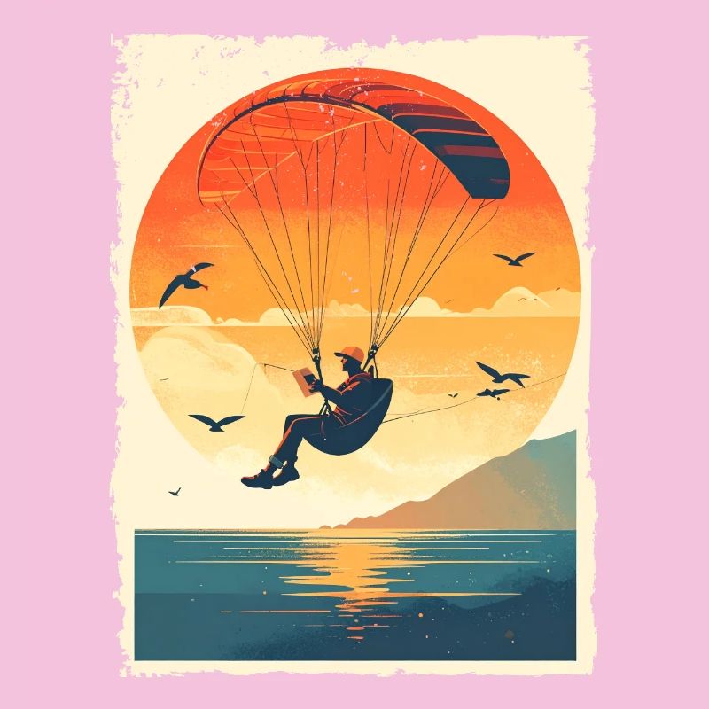 Evening atmosphere with paraglider over water