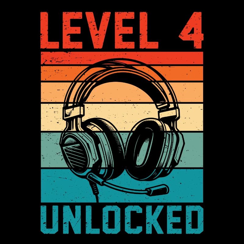 Kind 4 Jahre Level 4 freigeschaltet, 4. Geburtstag