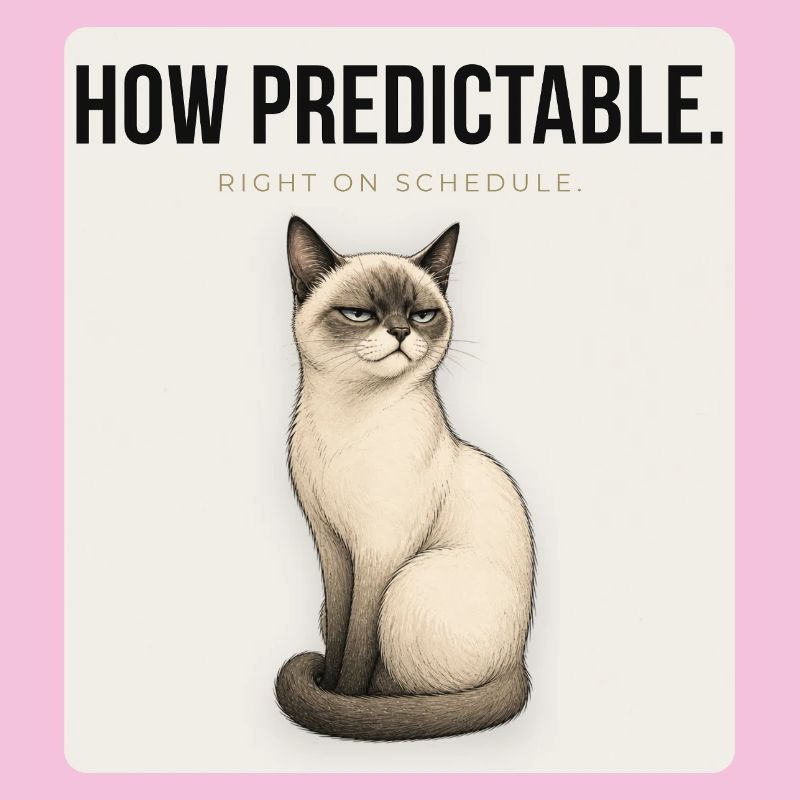 HOW PREDICTABLE. Noble Cat Sarcastic Meme Design