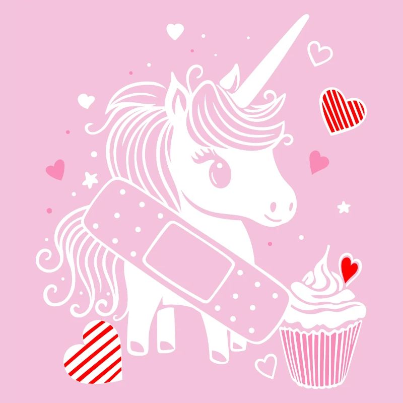 Unicorn with plaster and cupcake - Get well soon