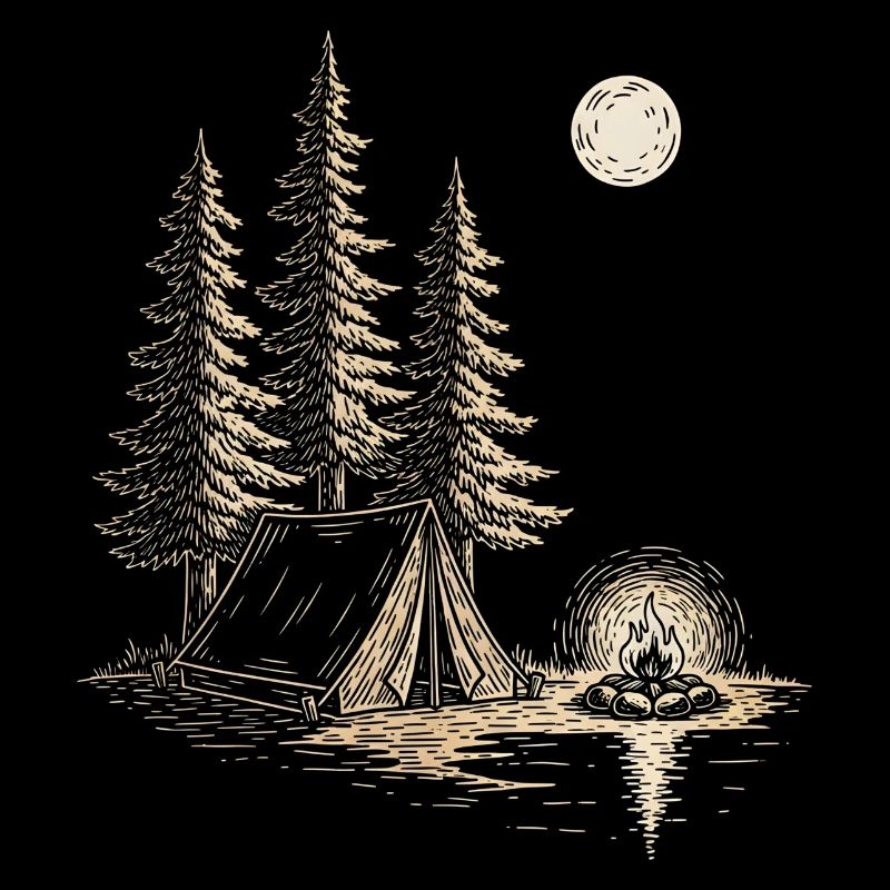 Night camp at the Seewald with tent