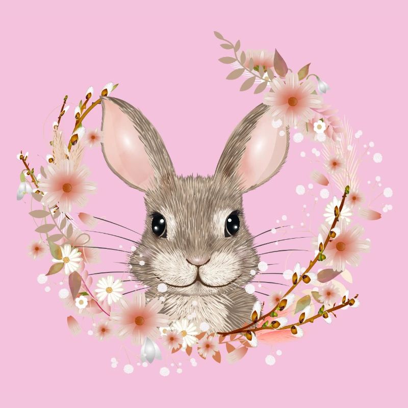 Spring wreath with rabbit as Easter bunny