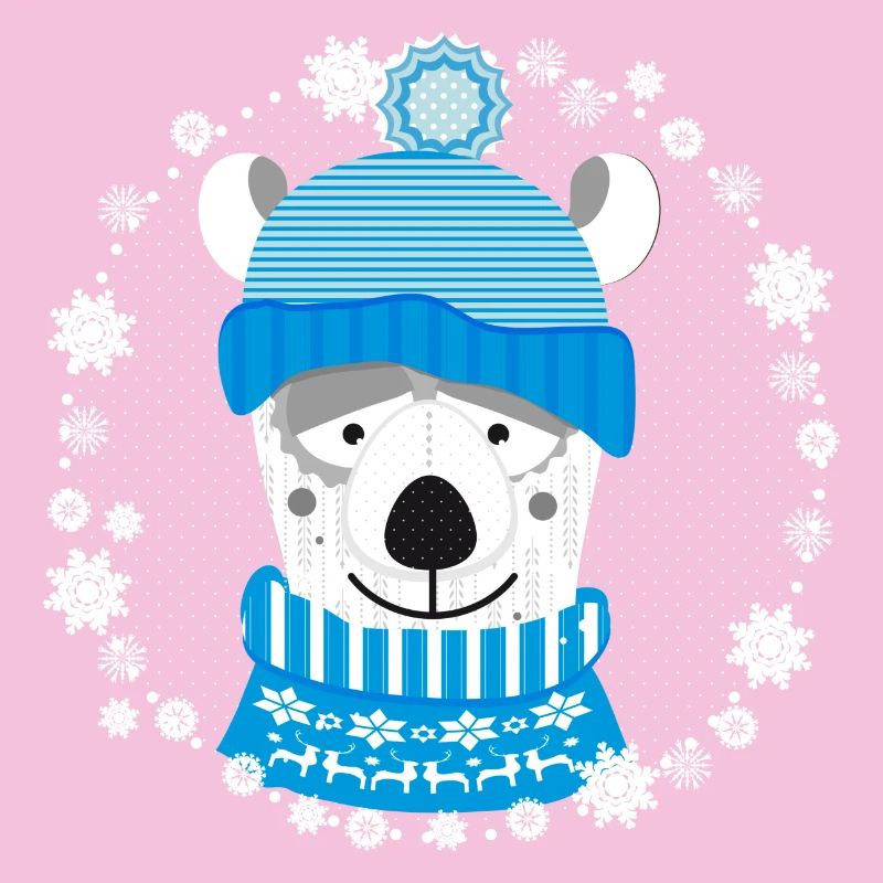 Eisbär mit Mütze und Pulli
