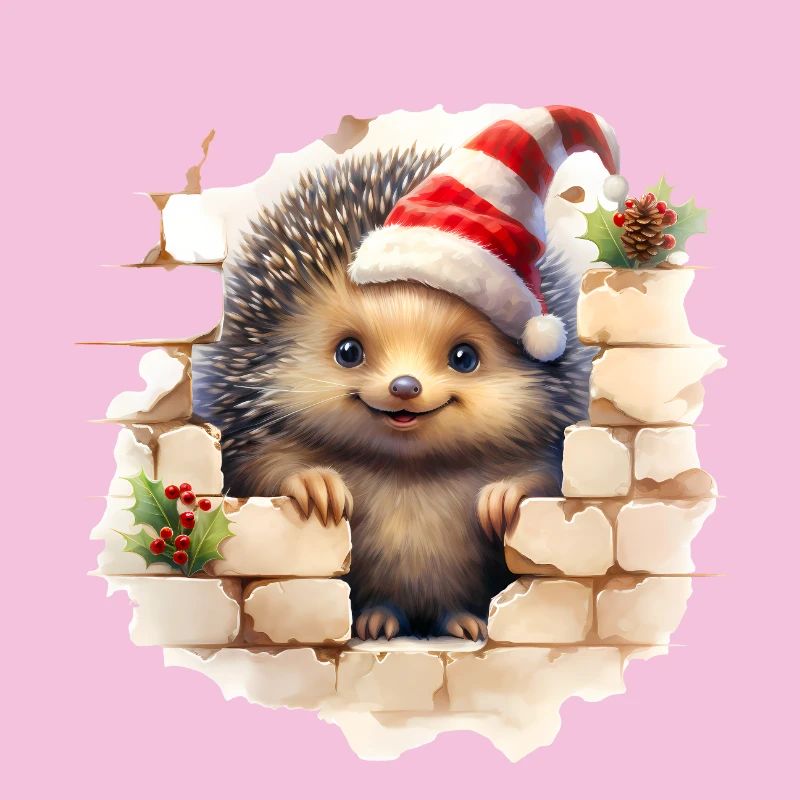 Hérisson de Noël dans le mur