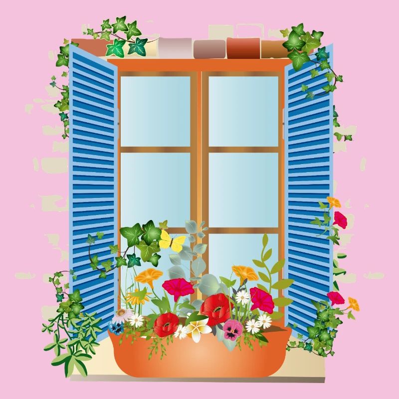 Summer window with flower box
