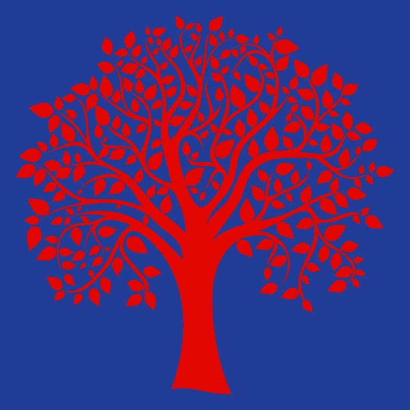 Rote Jumbo-Baum-Print-Silhouette
