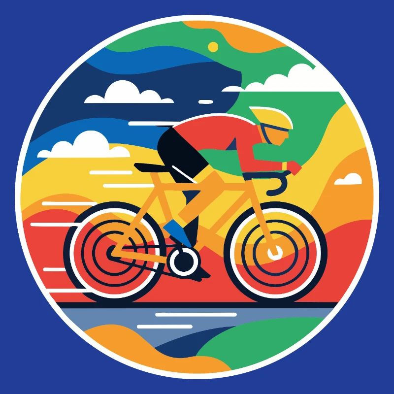 Image circulaire colorée de cycliste