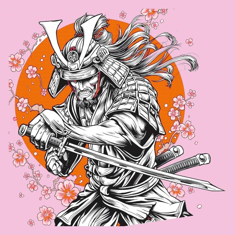 Samouraï avec Sakura et Orange Circle