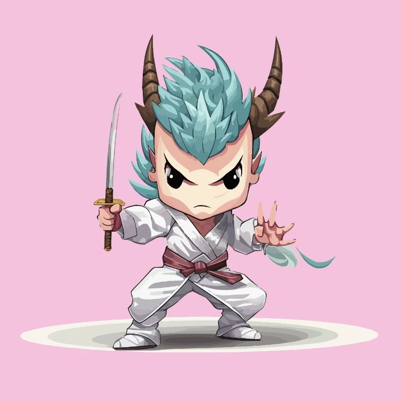 Chibi Krieger mit Katana