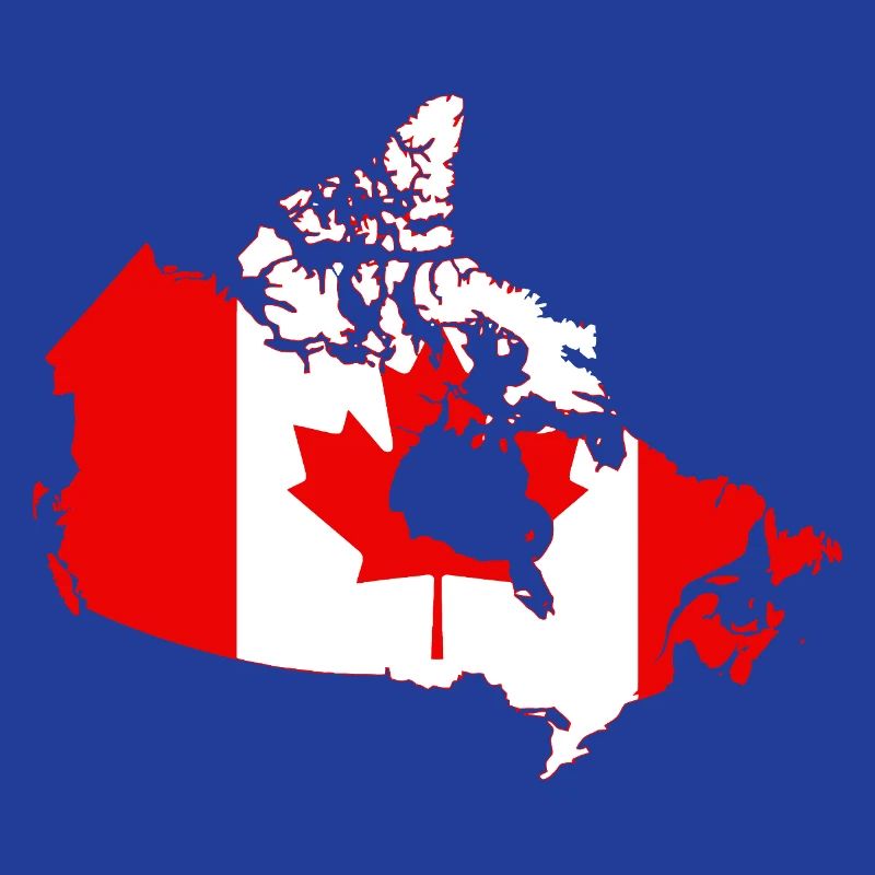 Canada Flag Map Silhouette with Maple Leaf