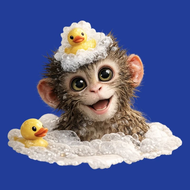 Badezeit-Affenchen mit Badeente
