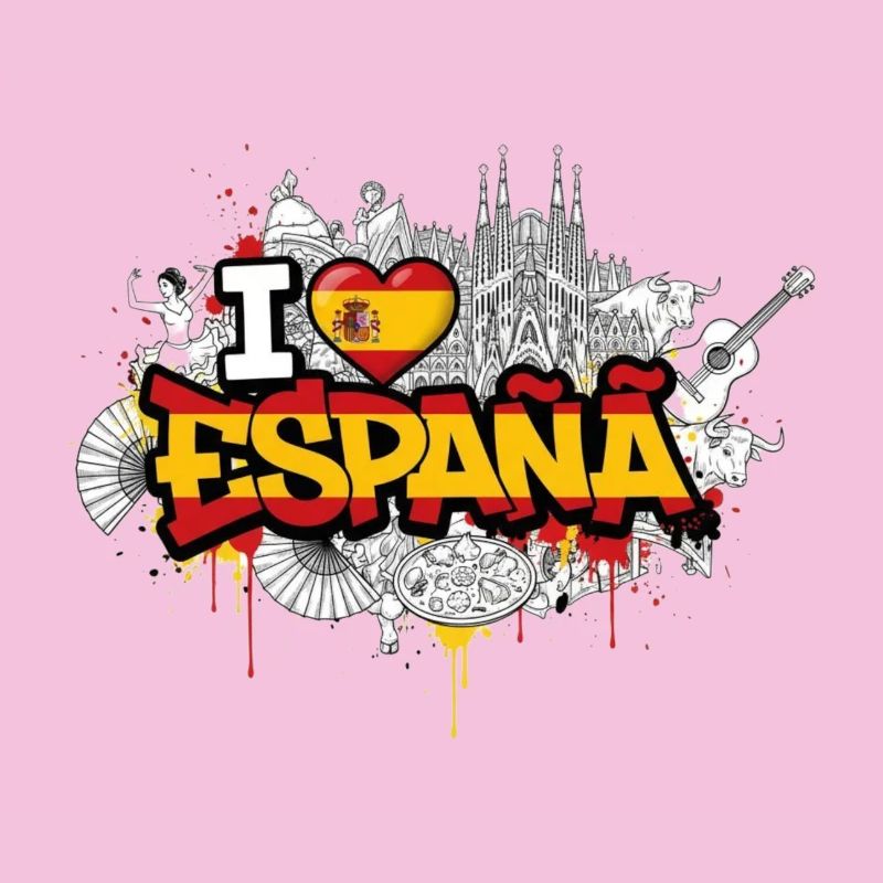 Lebendiges Graffiti Spanien Flagge Liebe Design