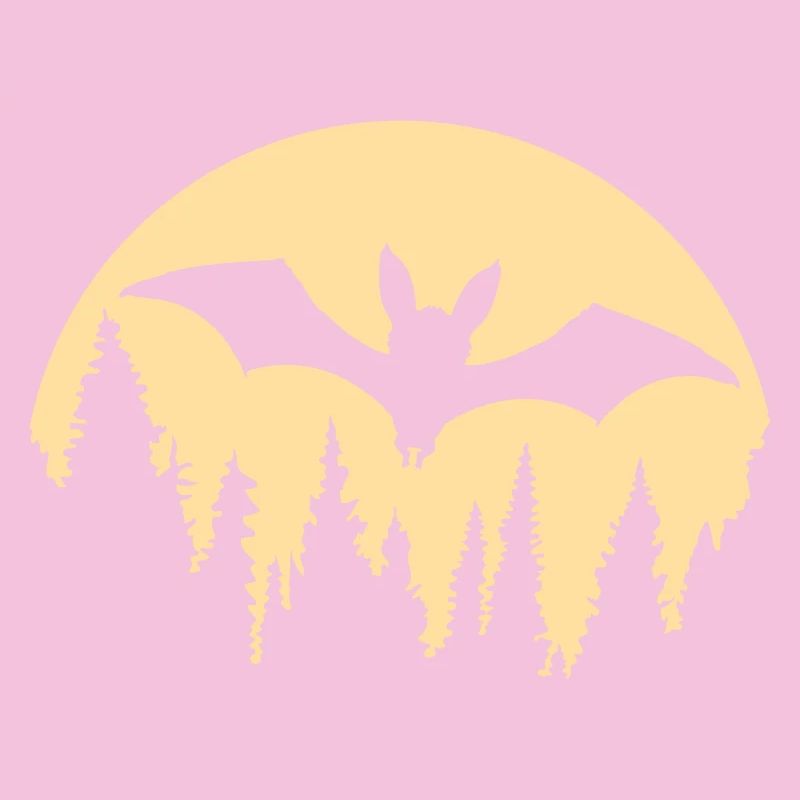 Bat Silhouette Cool Moon Forest Halloween Fun