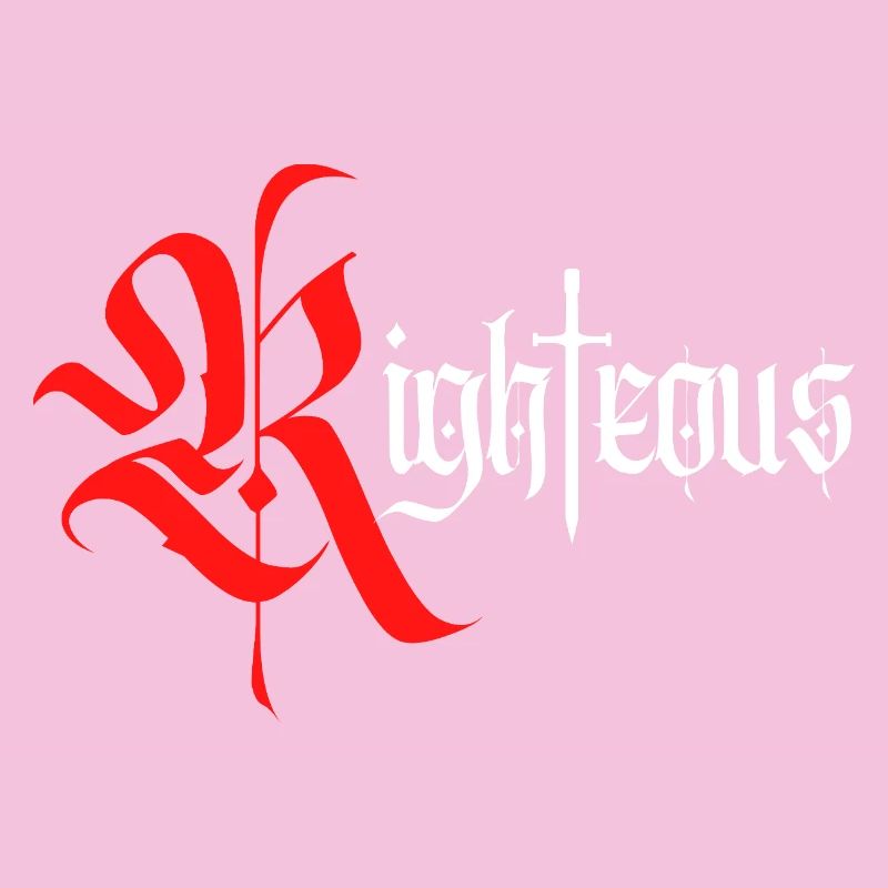 Gothic Righteous Design mit Schwert mit weißem Text