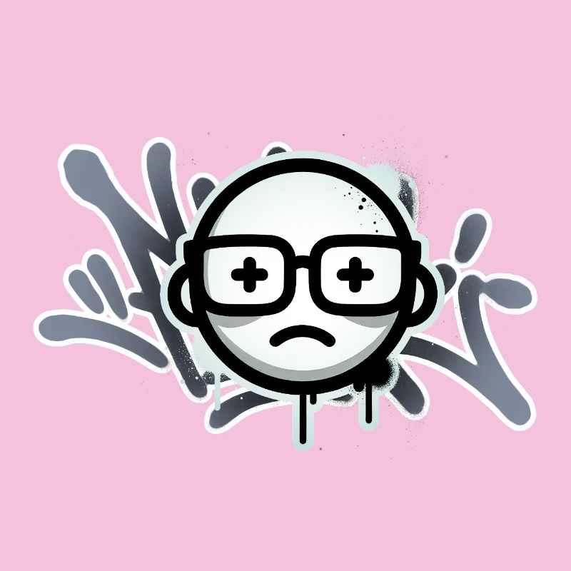 Trauriges Graffiti-Gesicht mit Brille