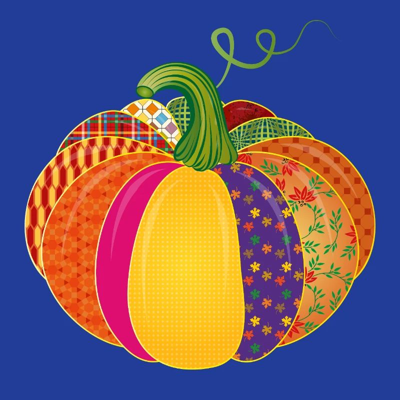 Patchwork Kürbis – Bunt gemusterte Herbstdeko