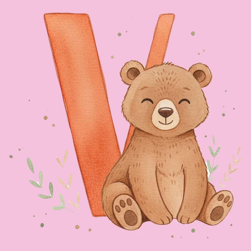 Petit ours mignon avec V