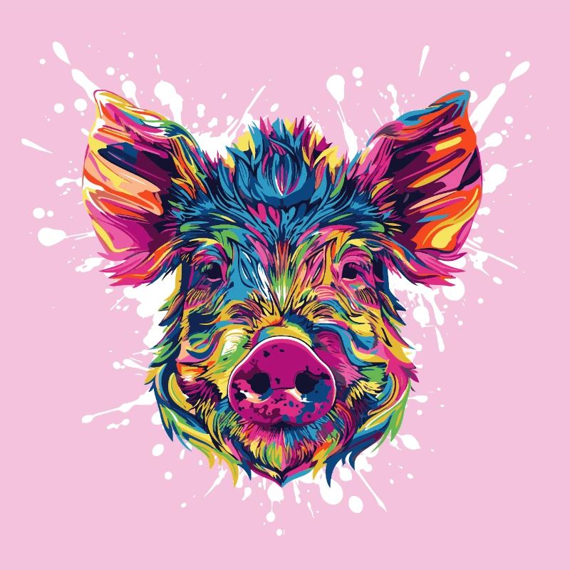 Colour explosion pig's head