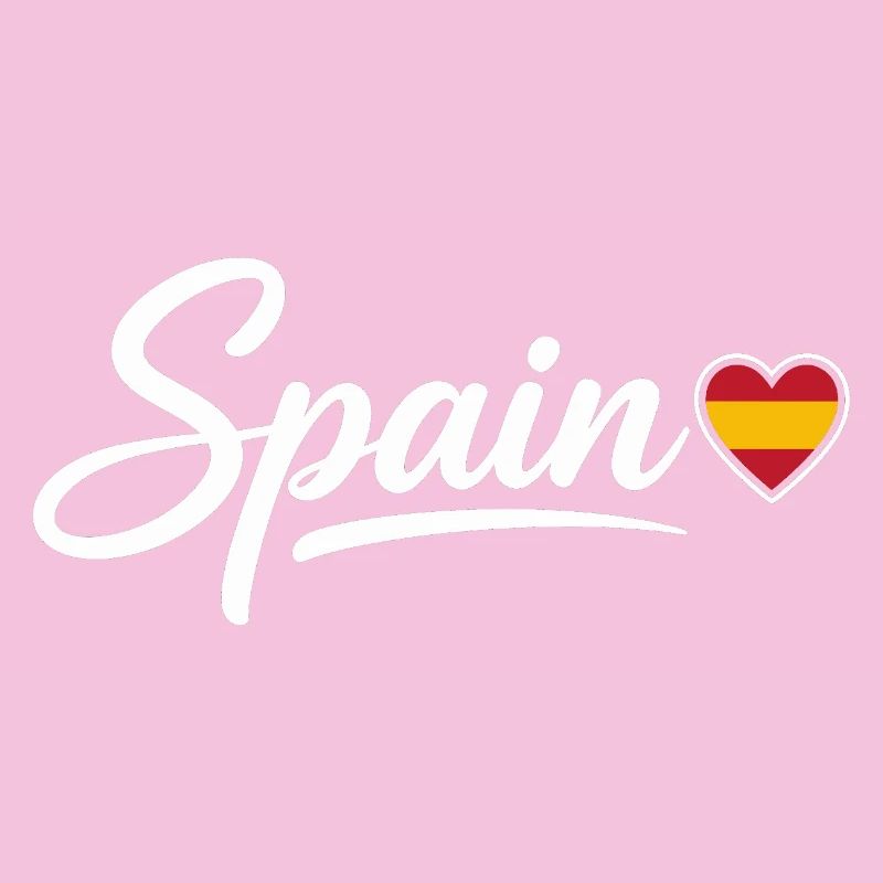 Spain Script with Heart Flag Patriotic