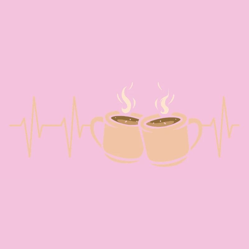 Coffee Pulse Heartbeat Two Cups