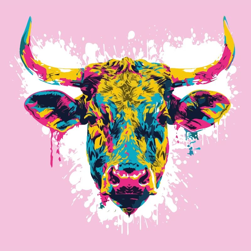 Cow Head Beef Paint Blobs