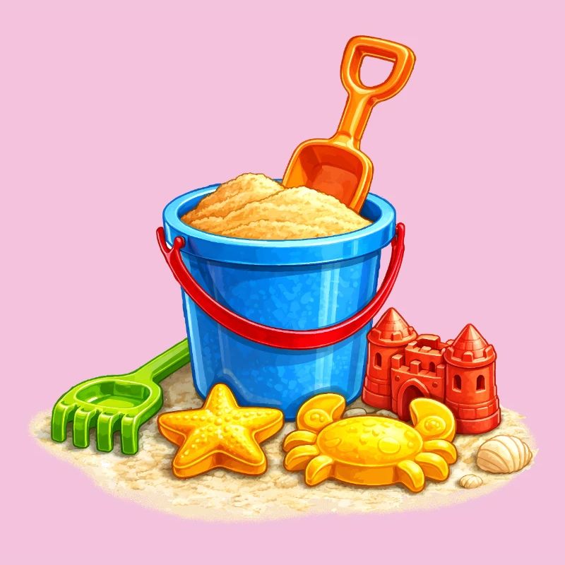 Jouets de plage dans le sable au bord de la mer
