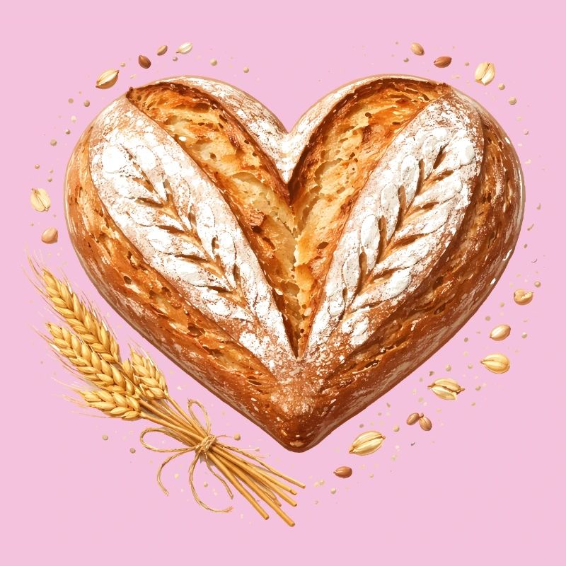 Herz Brot Backen Sauerteig Bäcker Design 