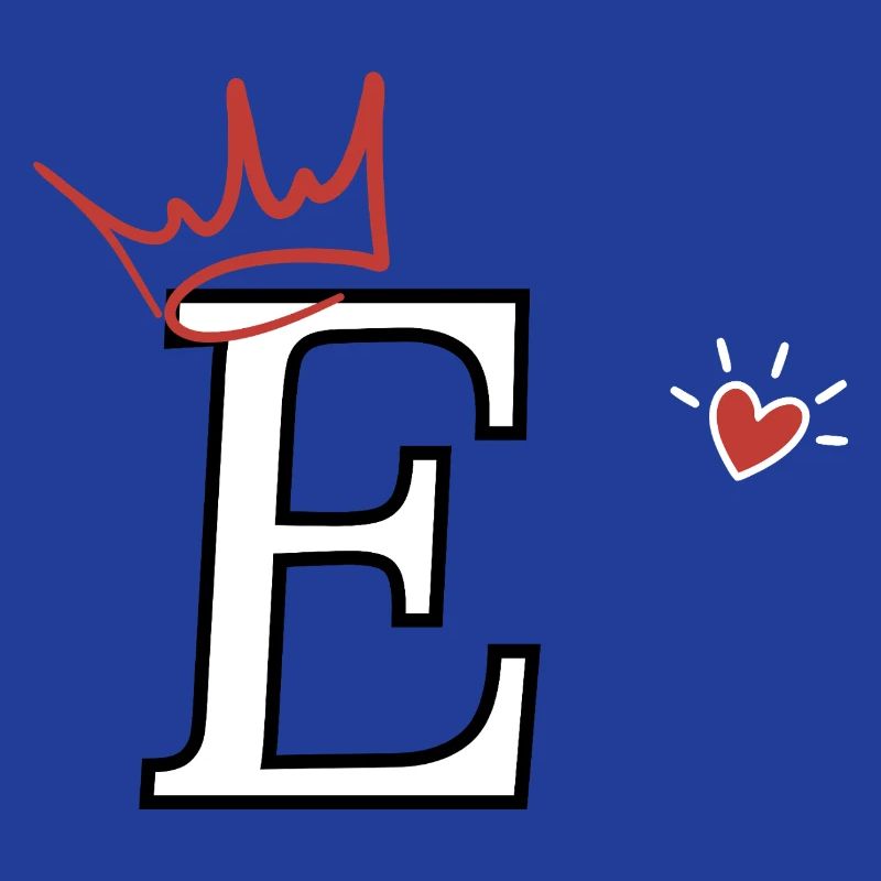 Letter e crown heart