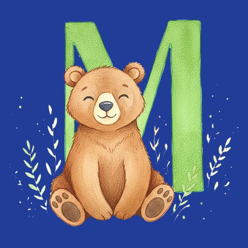 Ours devant le vert M – style aquarelle