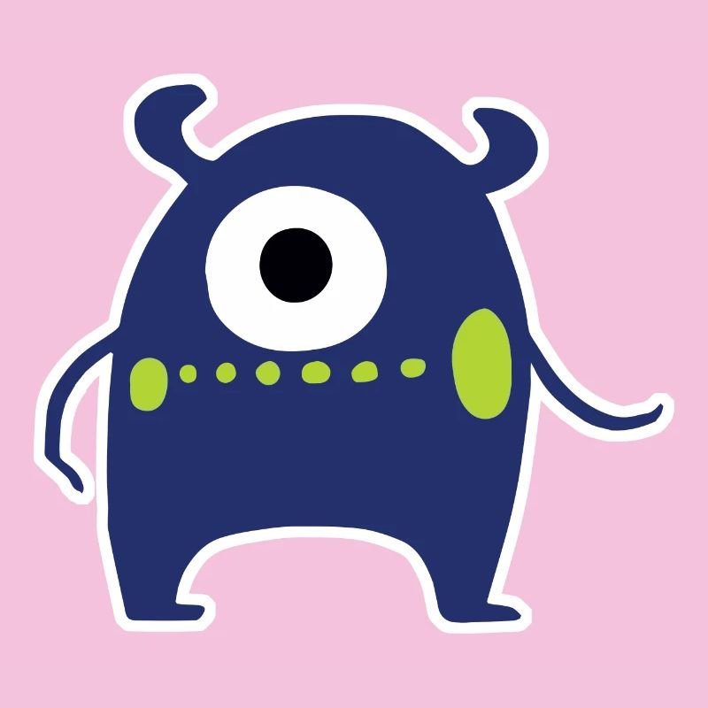 Monstre Cyclope bleu marine | Extraterrestre Chibi mignon