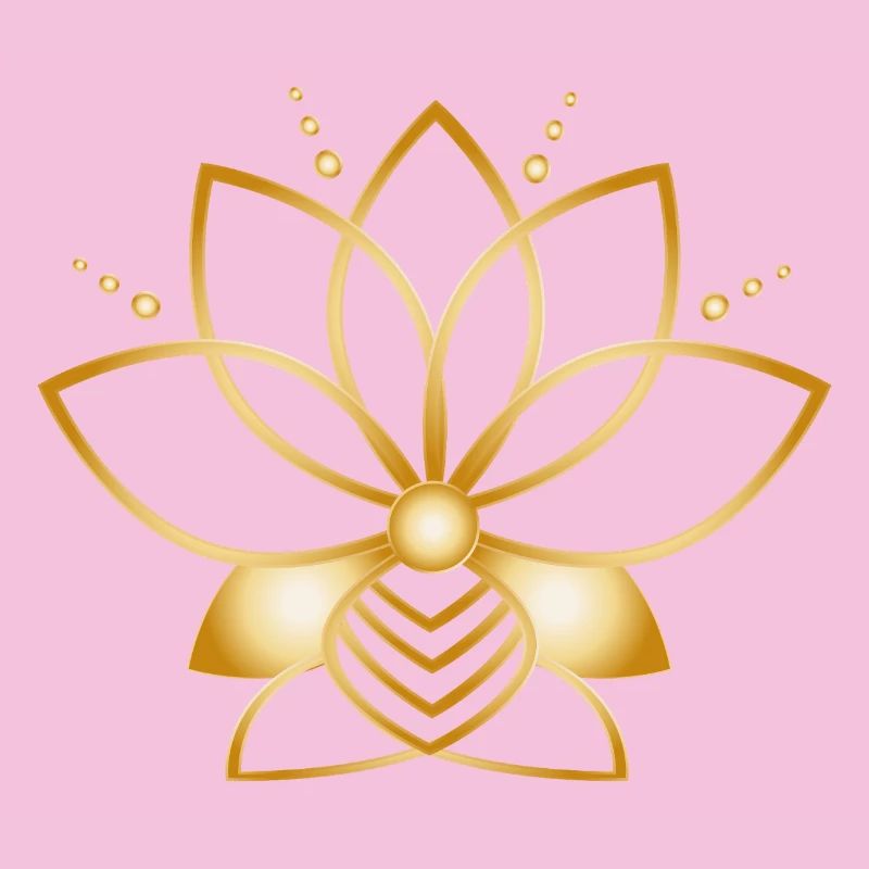 Golden stylized flower symbol minimalist