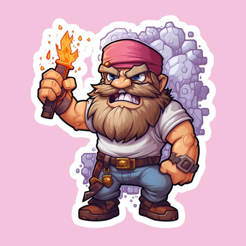 Nain Pixel avec une chemise de jeu de minage torche
