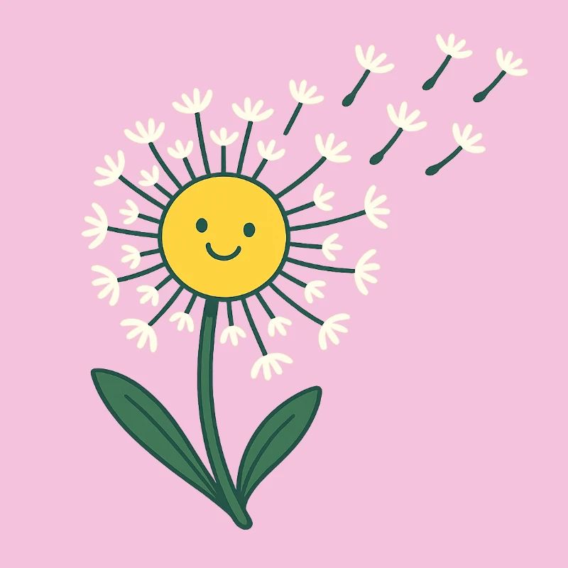 Soleil souriant avec des rayons de fleurs