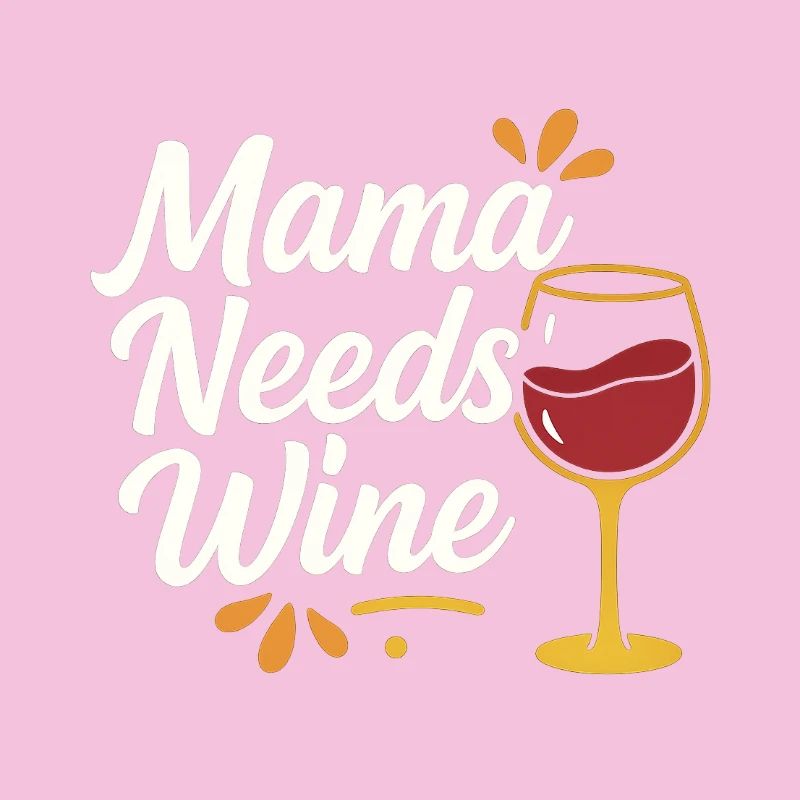Mama Needs Wine – Handlettering mit Weinglas