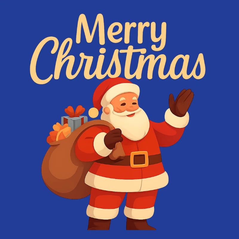 Fröhlicher Santa mit Geschenkesack
