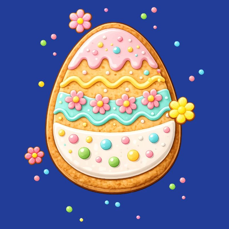 Decorated Easter egg as a cookie with colorful frosting